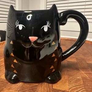 Halloween Cat Coffee Mug Cup with Ears Black The Critter Collection “Check Meow”